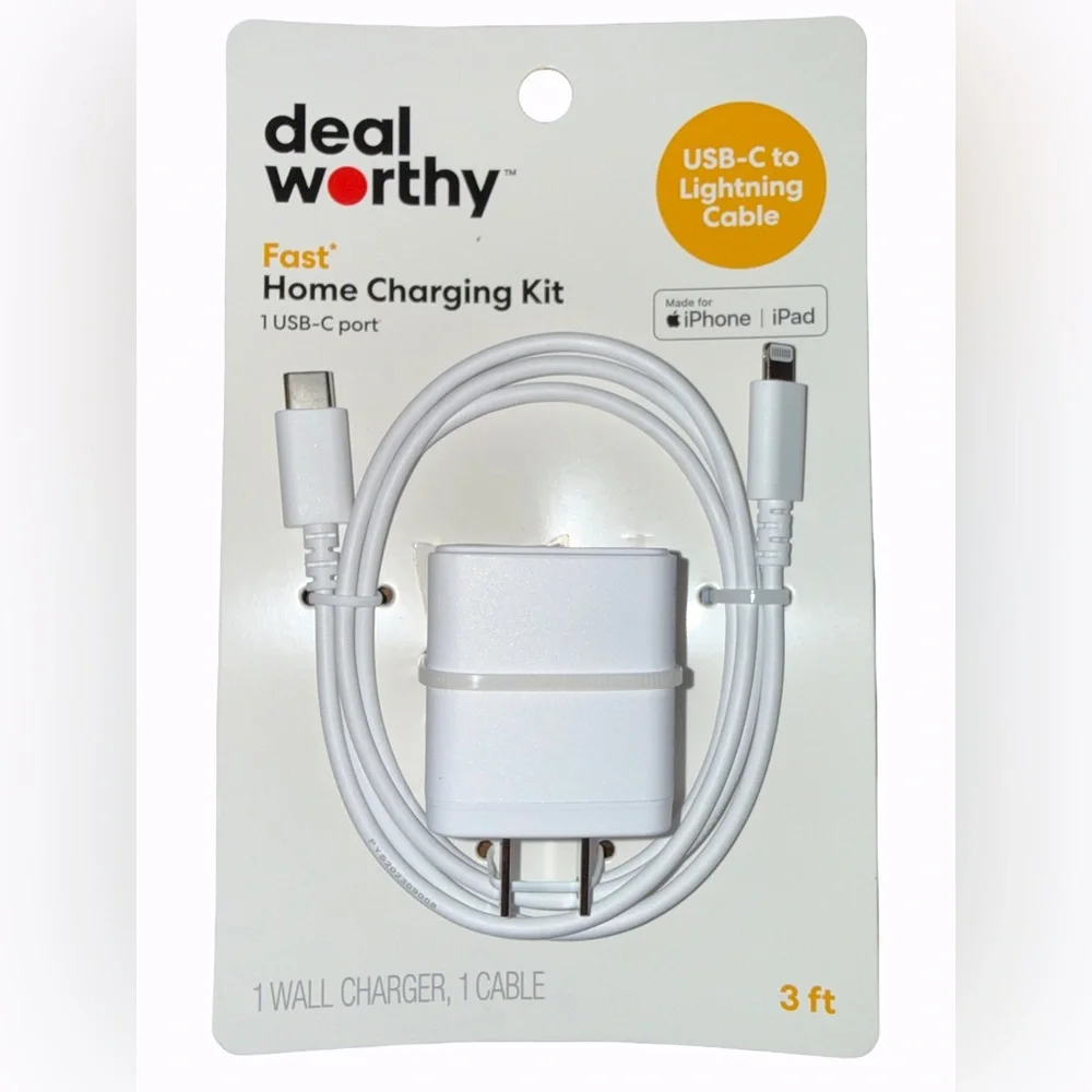 Deal Worthy Fast Home Charging Kit USB-C Cable For iPhone iPad Wall Charger New